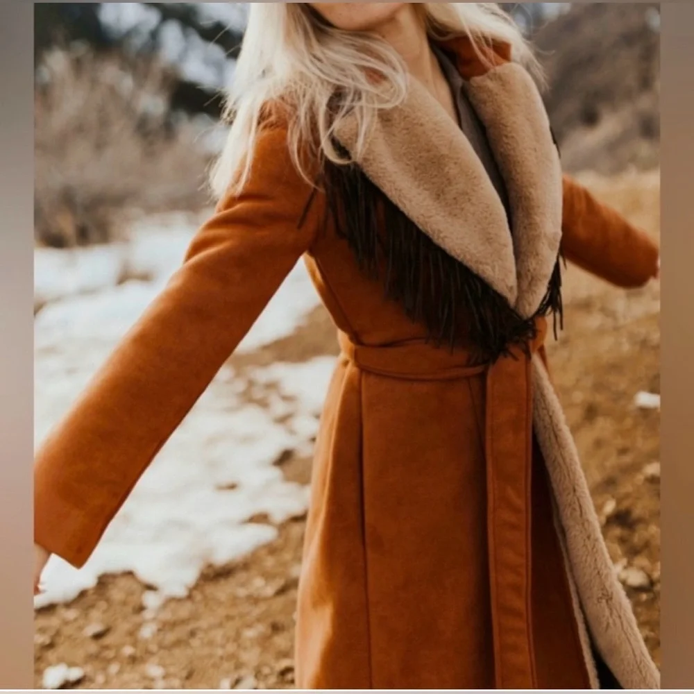 Anthro Hutch Fringe Warm Cozy Coat XS - Picture 1 of 5